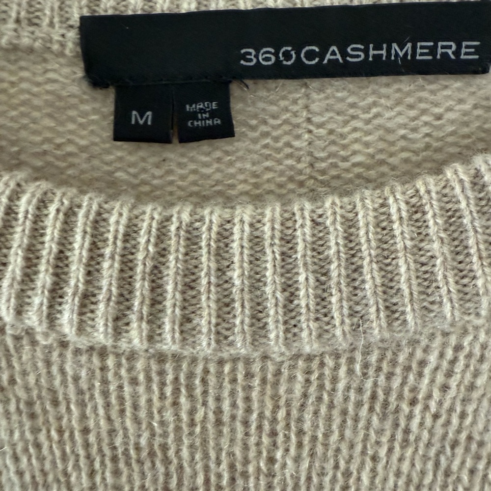 360 Cashmere Beige Crew Neck Sweater - Picture 2 of 5